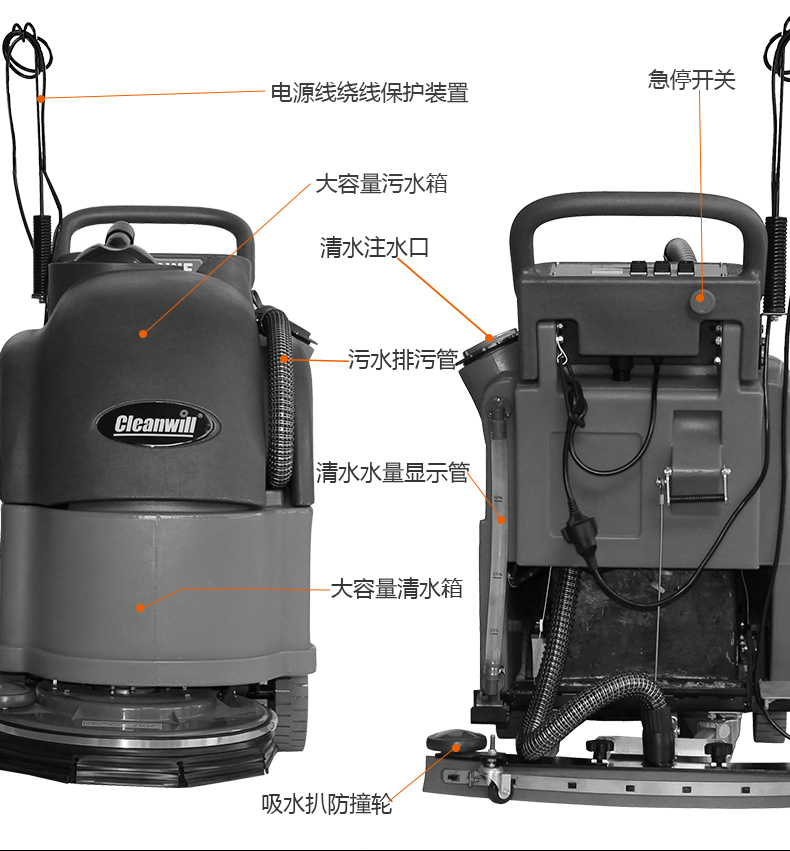 电线式手推洗地机半自动洗地机XD18WF47