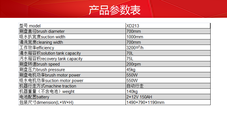 克力威双刷盘洗地机全自动洗地机XD21328